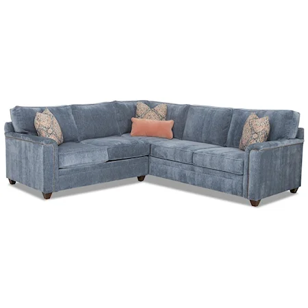 Transitional 4-Seat Sectional Sofa with Nailheads and RAF Corner Sofa